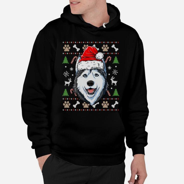 Siberian Husky Ugly Christmas Dog Santa Hat Xmas Boys Kids Sweatshirt Hoodie