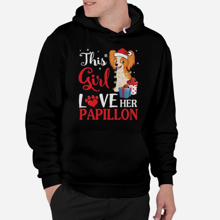 Snow And Xmas Gifts This Girl Love Her Papillon Noel Costume Hoodie