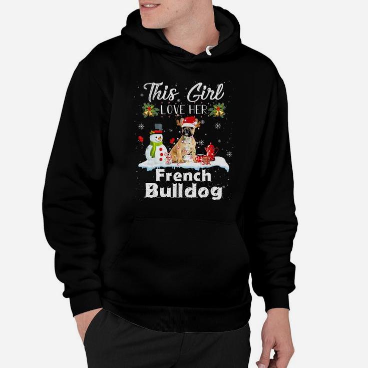 Snow  Xmas Gifts This Girl Love Her French Bulldog Reindeer Hoodie