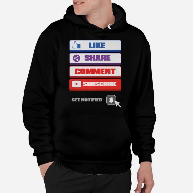 Social Media Like Share Comment Subscribe Vlogger Hoodie