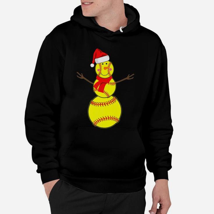 Softball Snowman Christmas Santa Hat Scarf Matching Pajama Hoodie