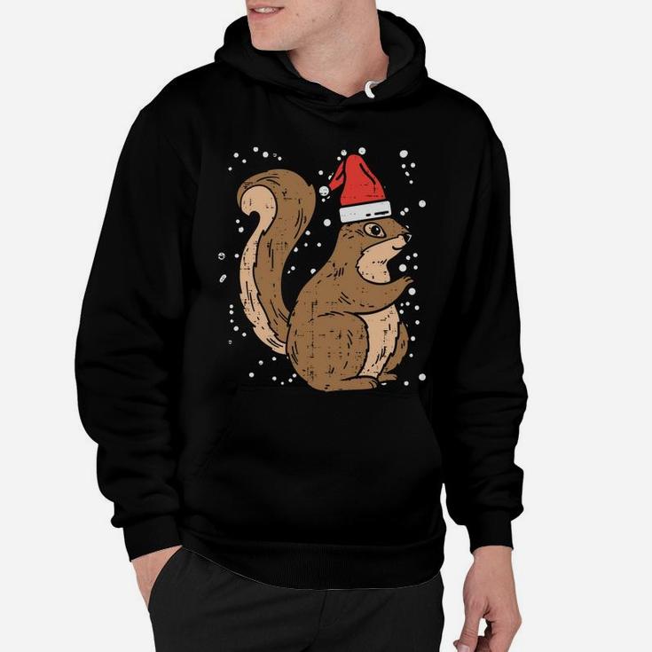 Squirrel Santa Hat Christmas Xmas Pajama Animal Lover Gift Sweatshirt Hoodie
