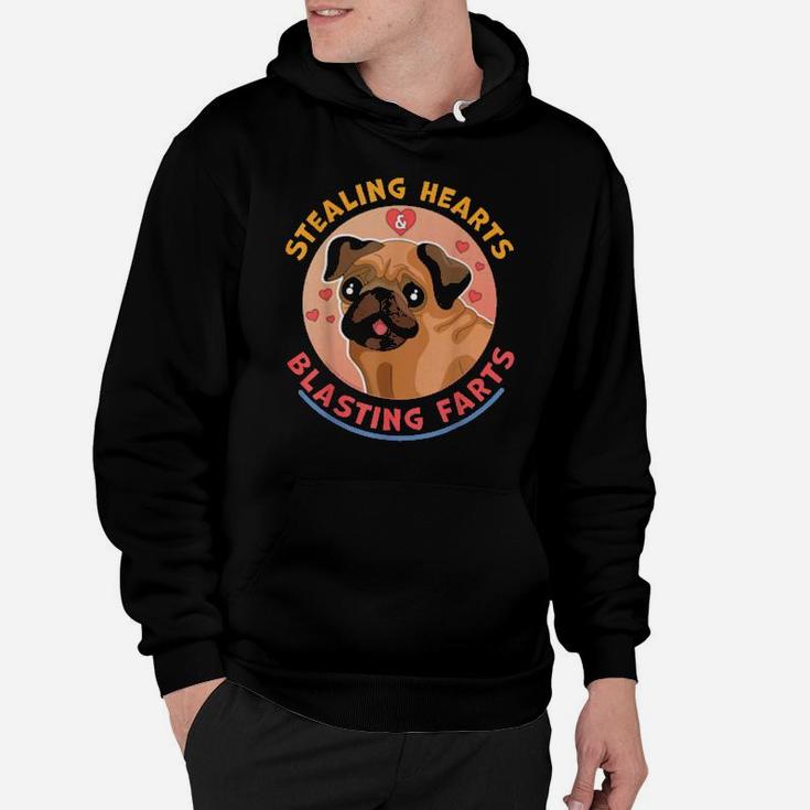 Stealing Hearts And Blasting Farts Dog Pug Valentines Day Hoodie