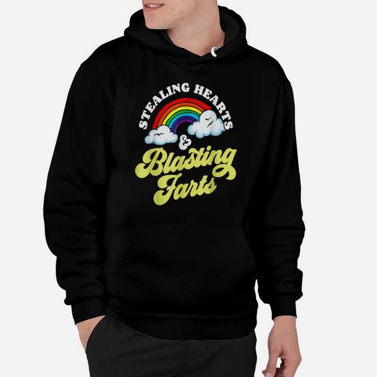 Stealing Hearts And Blasting Farts Rainbow Valentines Hoodie