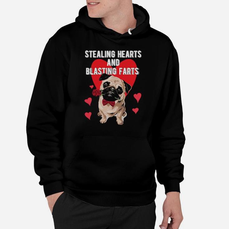 Stealing Hearts Blasting Farts Valentine's Day Pug Dog Hoodie