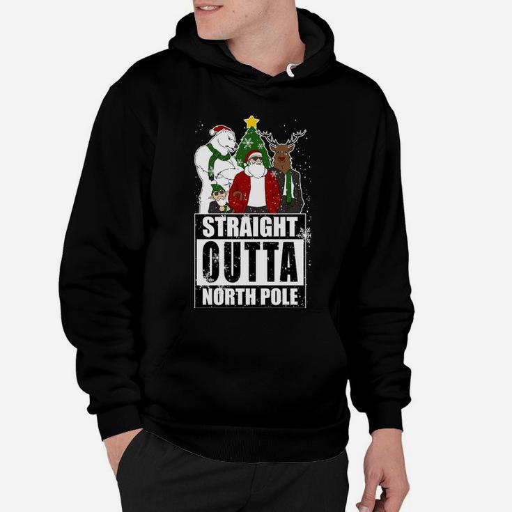 Straight Outta North Pole Santa Claus Christmas Family Squad Sweatshirt Hoodie