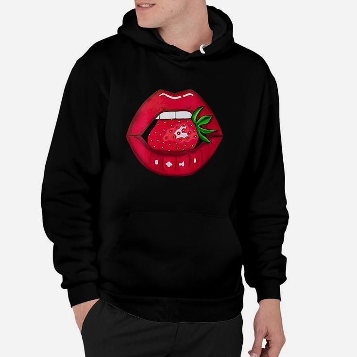 Strawberry Lips Red Lipstick Woman Strawberries Mouth Hoodie