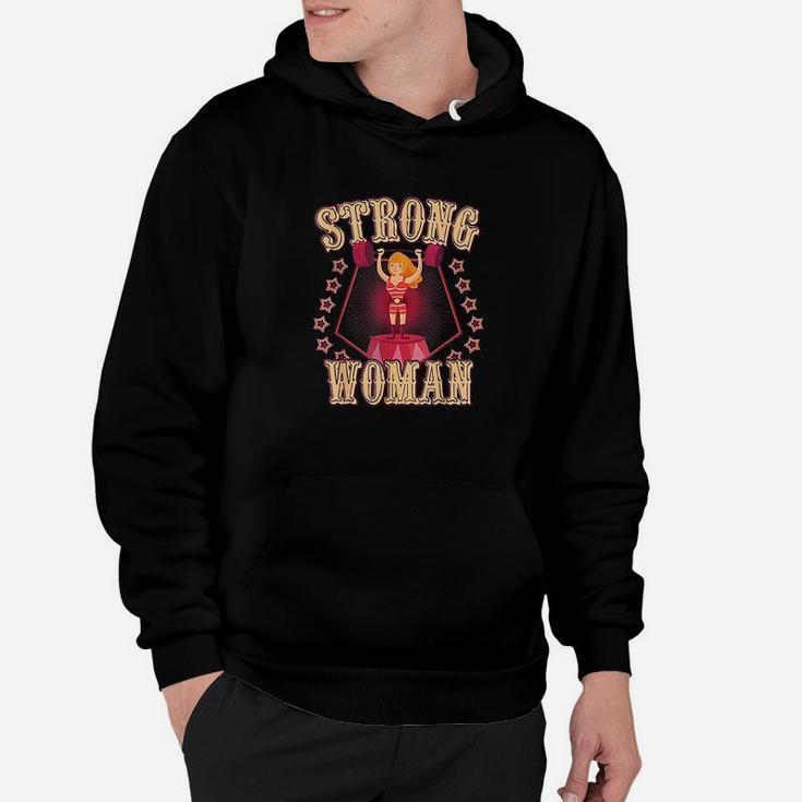 Strong Women Vintage  Retro Circus Carnival Birthday Party Hoodie