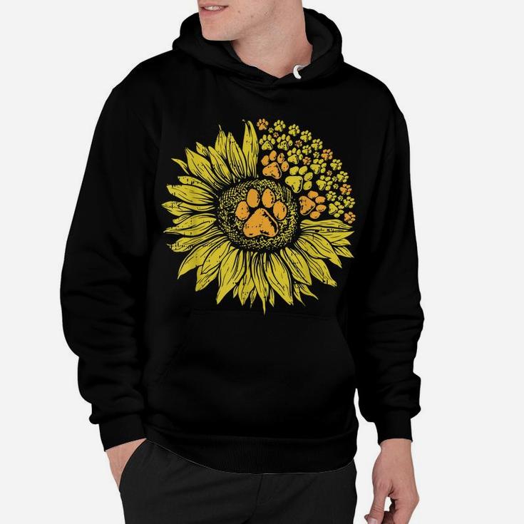 Sunflower Dog Paw Print Puppy Pet Cool Animal Lover Gift Hoodie