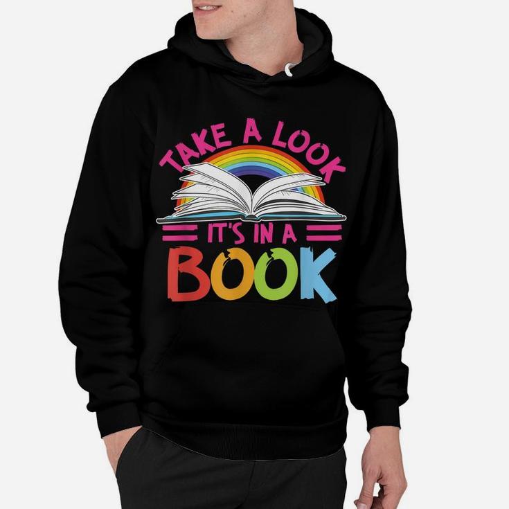 Take A Look It's In A Book Vintage Retro Rainbow Librarian Hoodie