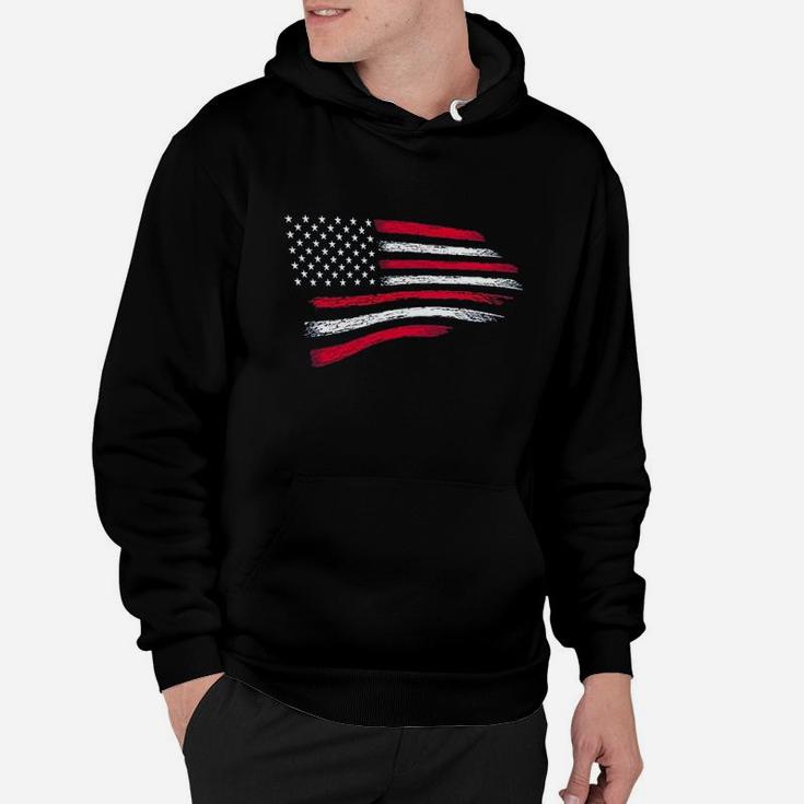 Thin Red Line Patriotic Firefighter Usa Flag Hoodie