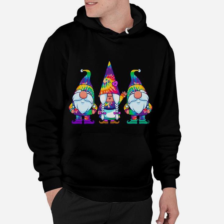 Three Hippie Gnomes Tie Dye Retro Vintage Hat Peace Gnome Hoodie