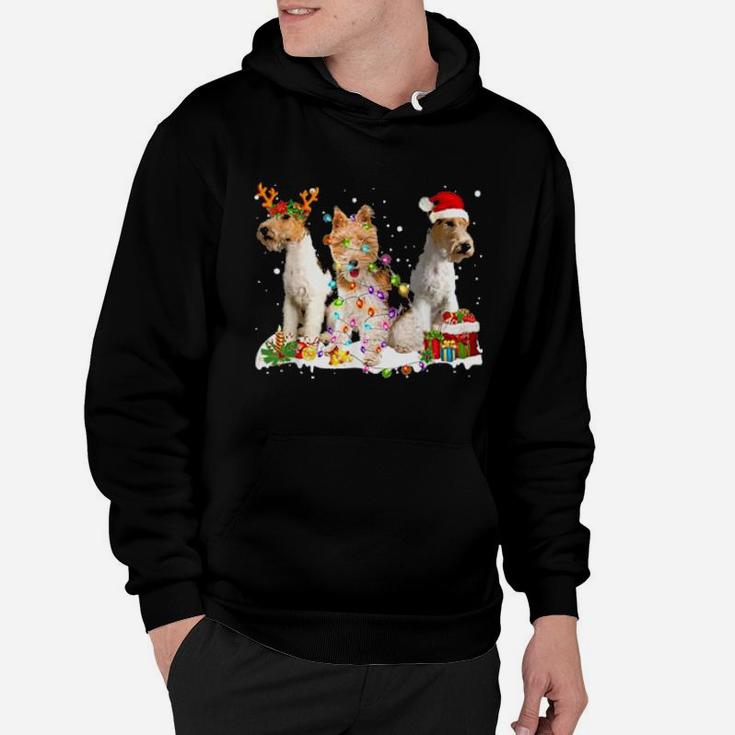 Three Wired Haired Fox Terriers Xmas Hoodie
