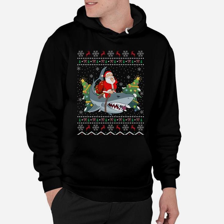Ugly Shark Xmas Gift Funny Santa Riding Shark Christmas Sweatshirt Hoodie