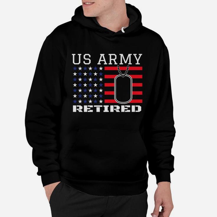 Us American Flag Patriotism Dog Tag Veteran Army Retirement Hoodie