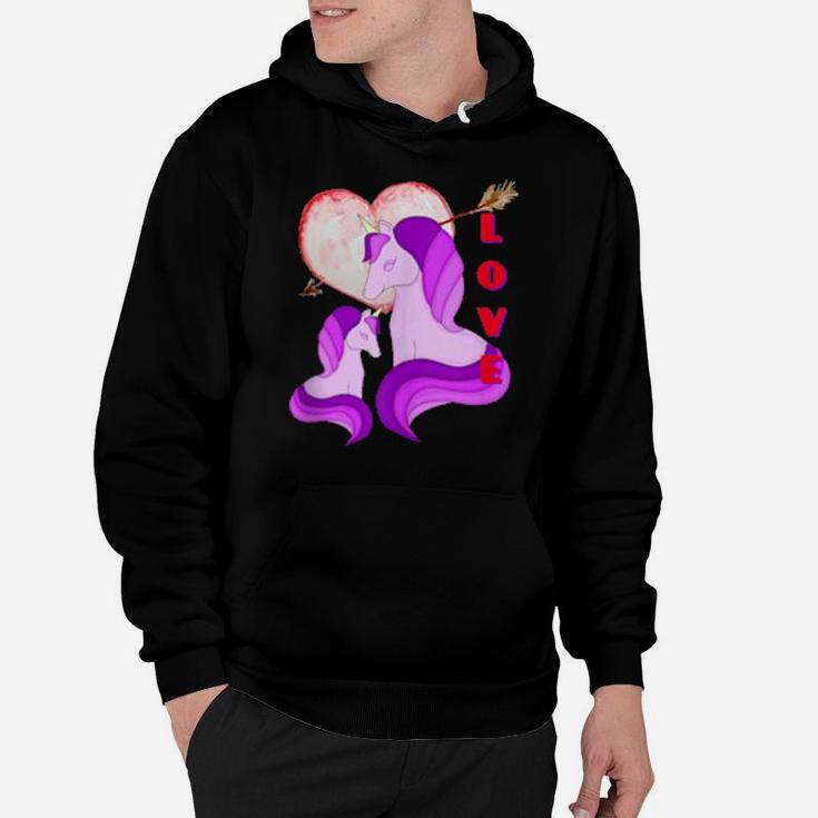 Valentine Unicorn Rainbow Heart Cute Valentine's Day Hoodie