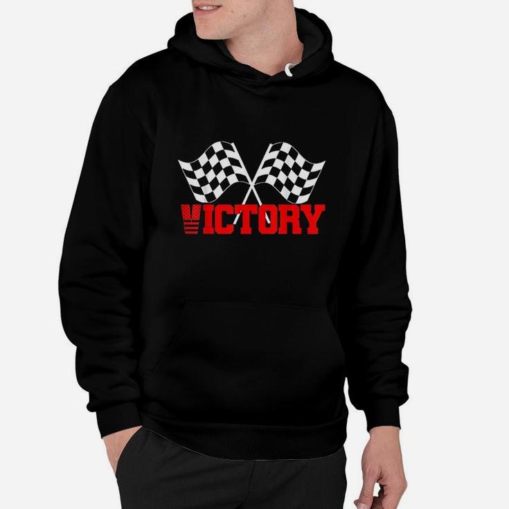 Victory Checkered Red N White Flag Race Car Hoodie