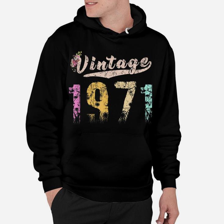 Vintage 1971 Floral Birthday For Women Girls Gifts Hoodie