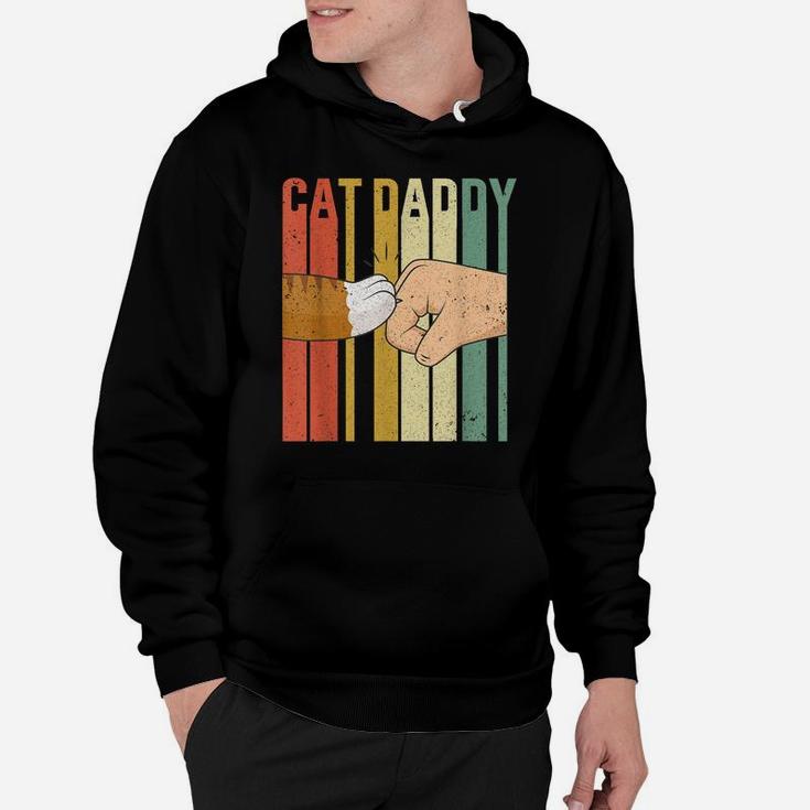 Vintage Cat Daddy Fist Bump Funny Cat Dad Mens Fathers Day Hoodie