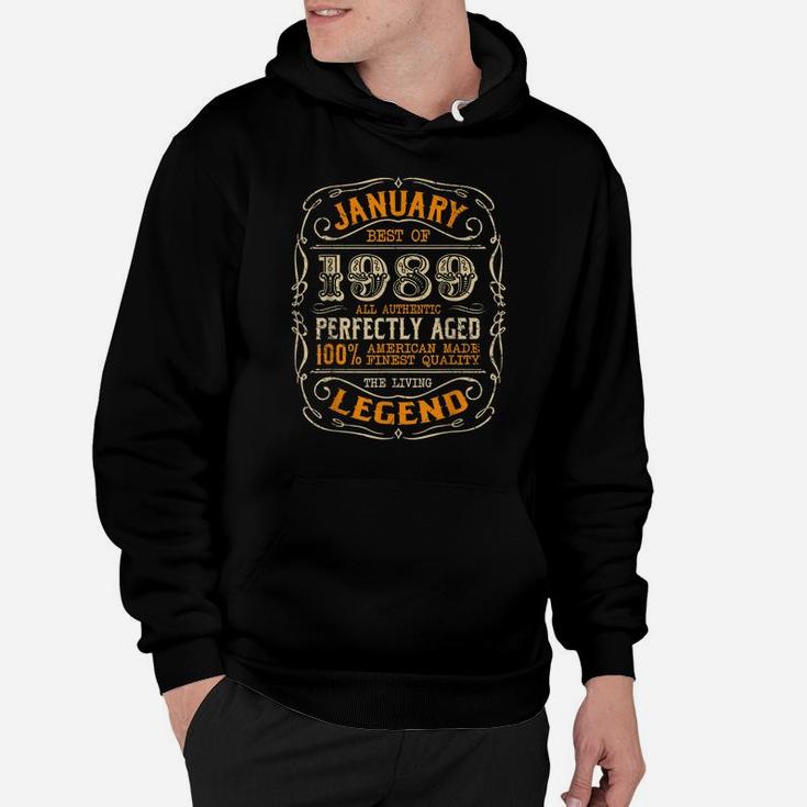 Vintage Legends Born In January 1989 Awesome Birthday Gift Hoodie