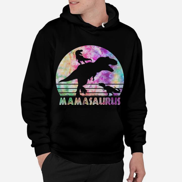 Vintage Retro 2 Kids Mamasaurus Sunset Funny Gift For Mother Hoodie