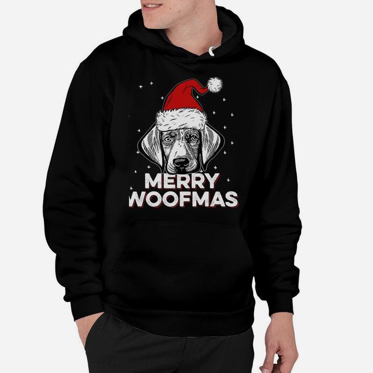 Weimaraner Wearing Christmas Santa Hat | Merry Woofmas Sweatshirt Hoodie