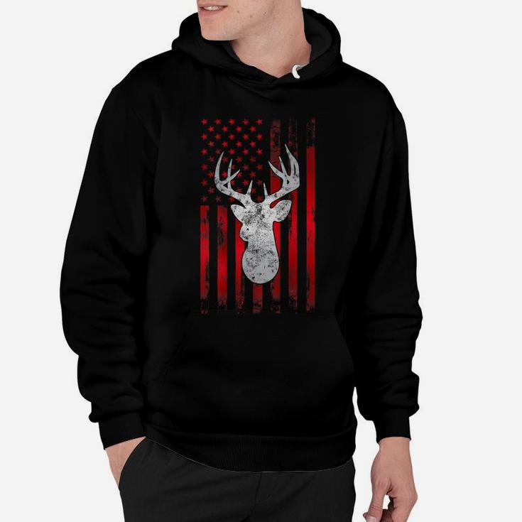 Whitetail Buck Bow Deer Hunting Gift American Usa Flag Hoodie