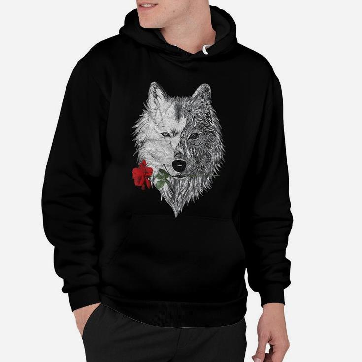 Wolf Mandala Rose Canis Lupus  & Design Hoodie