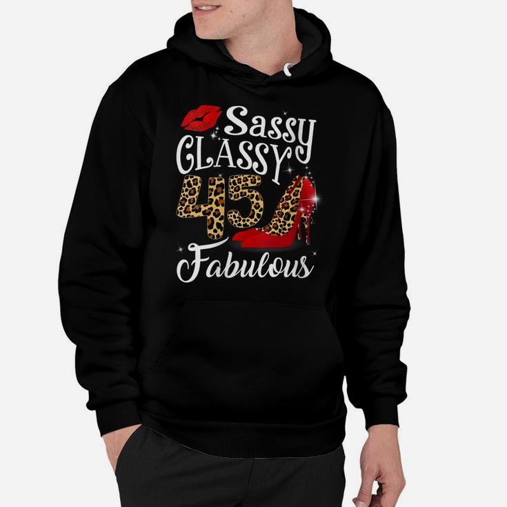 Womens 45 Fabulous Leopard 45Th Birthday Girl Gifts 45 Year Old Hoodie