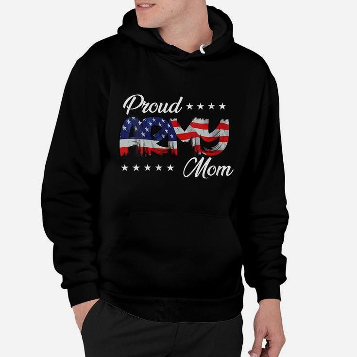 Womens American Flag Bold Proud Army Mom Hoodie