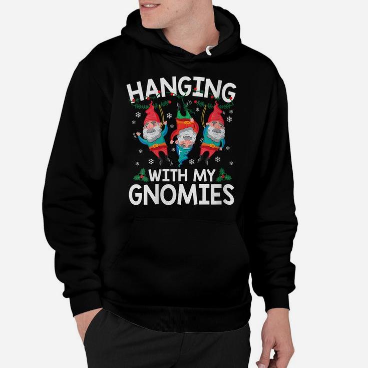 Womens Christmas Hanging With My Gnomies Funny Graphic Hoodie