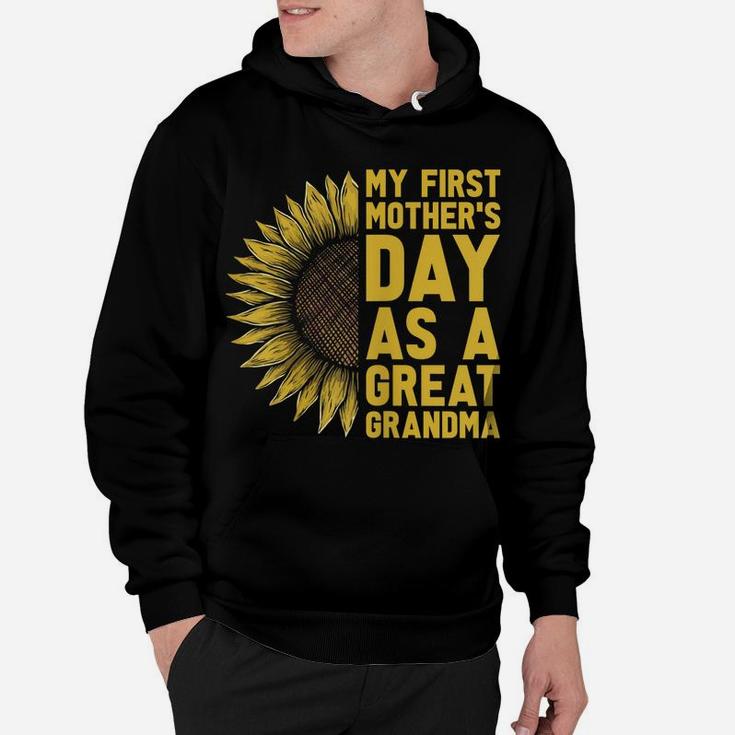 Womens Flower And My First Mother's Day As Great Grandma Hoodie