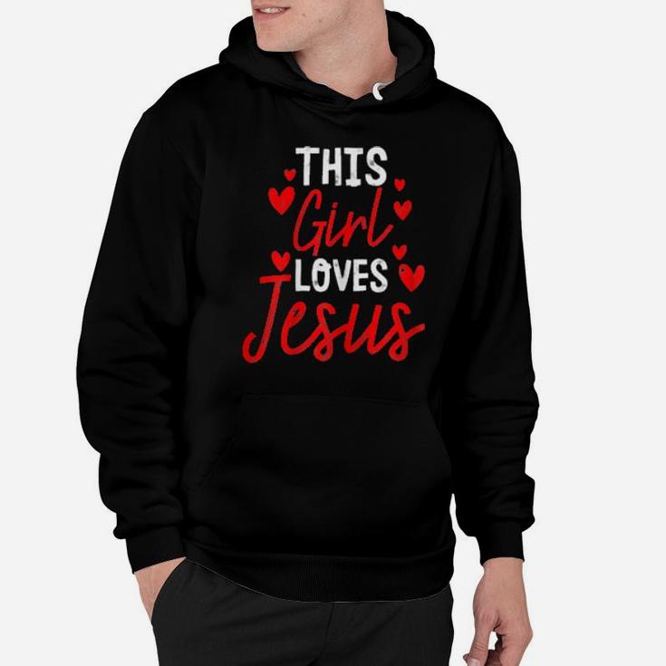 Womens Girl Loves Jesus Cute Christian Religious Hoodie