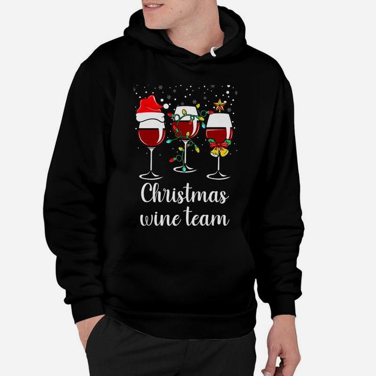 Womens Glass Wine Drinking Gift Funny Holiday Christmas Wine Team Hoodie
