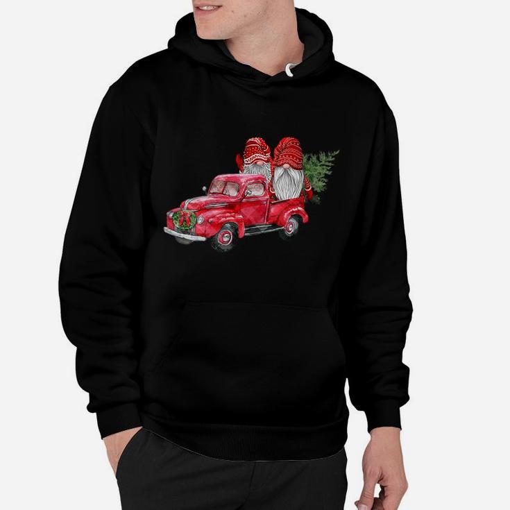Womens Hanging With Red Gnomies Santa Gnome Christmas Car Hoodie