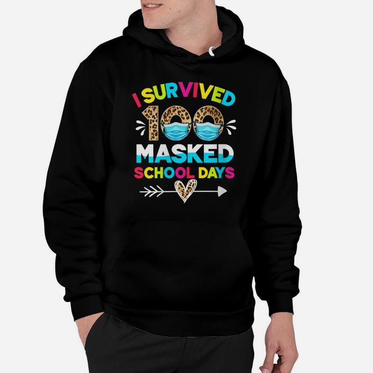Womens I Survived 100 Masked School Days Funny 100Th Day Of School Hoodie