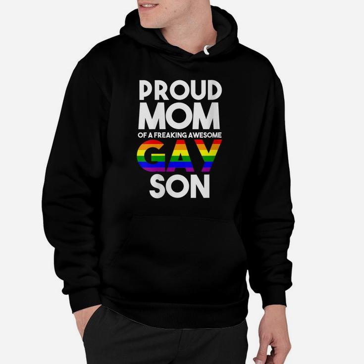 Womens Lgbtq Proud Mom Of A Gay Son Lgbtq Ally Gifts Free Mom Hugs Hoodie