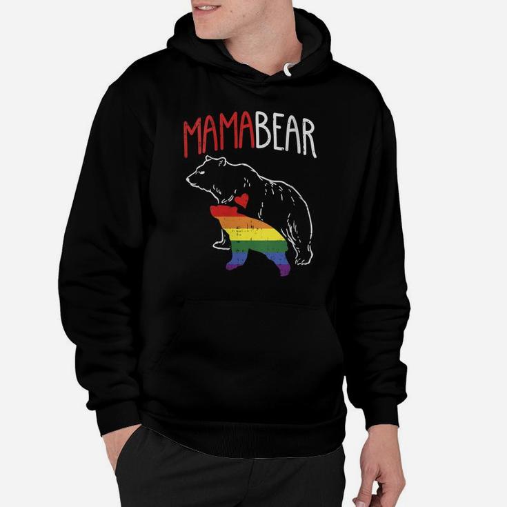 Womens Mama Bear Lgbt-Q Cute Rainbow Mothers Day Gay Pride Mom Gift Hoodie