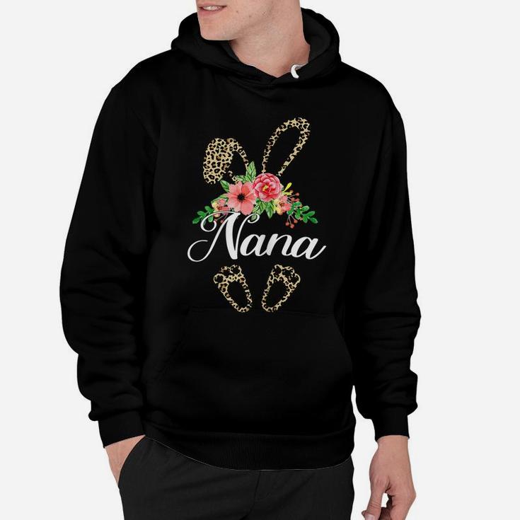 Womens Mother's Day Easter Gifts Flower Nana Leopard Bunny Hoodie