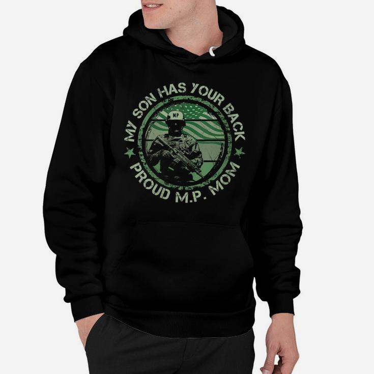 Womens My Son Has Your Back Proud Military Police Mom Thin Mp Line Hoodie