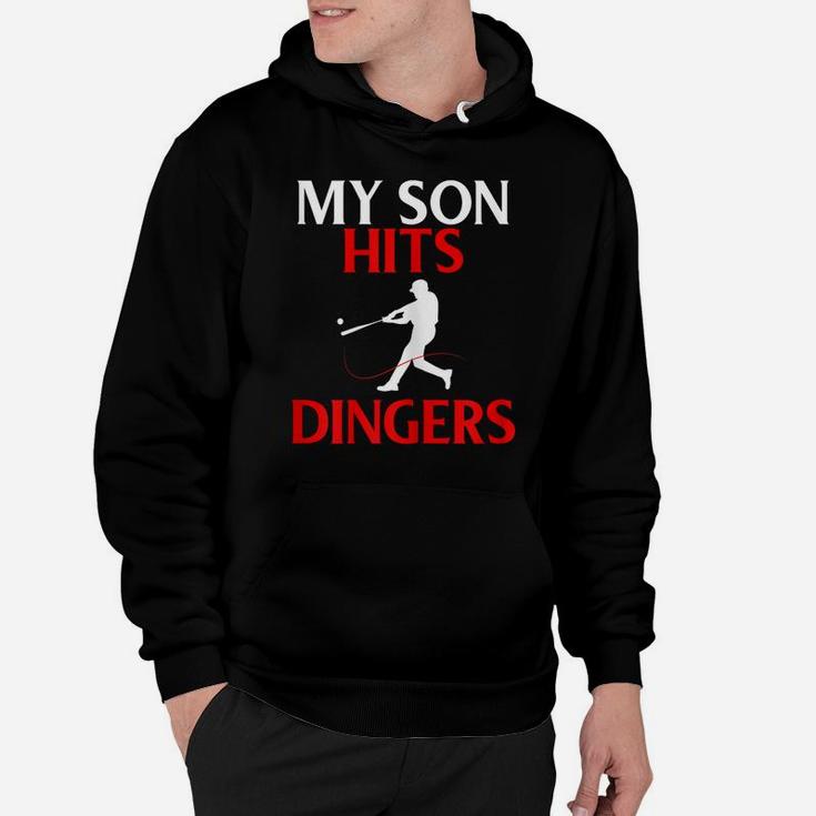 Womens My Son Hits Dingers Proud Mom Baseball Game Fans Funny Hoodie