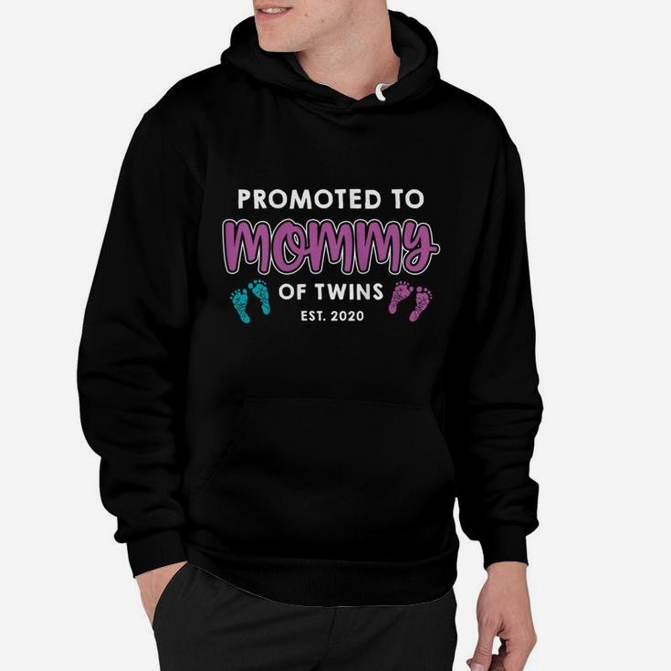 Womens Promoted To Mommy Of Twin Boy & Girl Proud New Mom Baby Hoodie