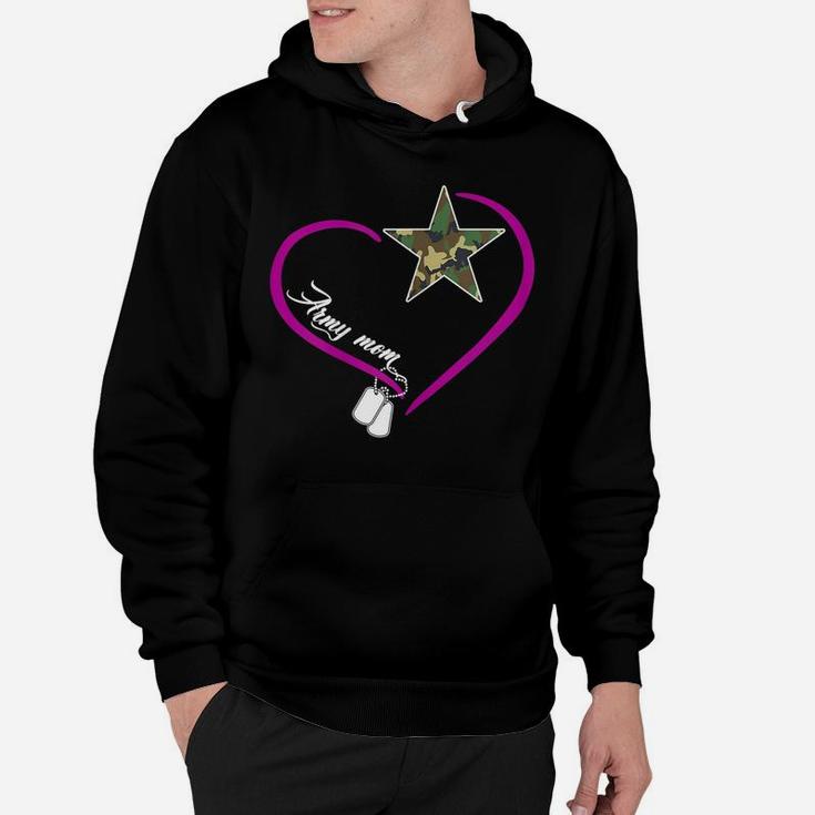 Womens Proud Army Mom - Heart Camo Star Mother Memorial Day Gift Hoodie