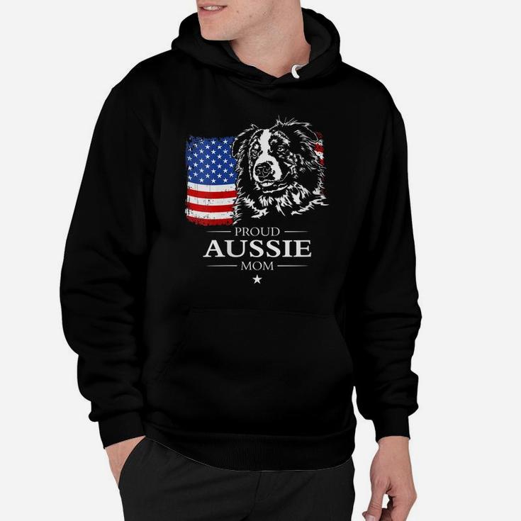 Womens Proud Aussie Shepherd Mom American Flag Patriotic Dog Gift Hoodie
