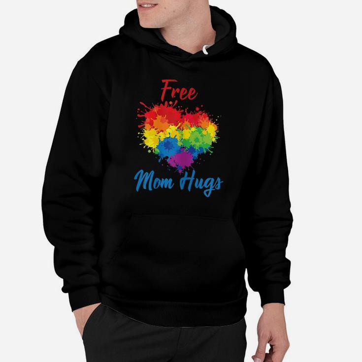 Womens Proud Free Mom Hugs Lgbt Rainbow Gay Pride Mom Hoodie