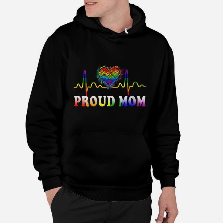 Womens Proud Mom Gay Heartbeat Pride Shirt Lgbt Gay Pride Month Hoodie