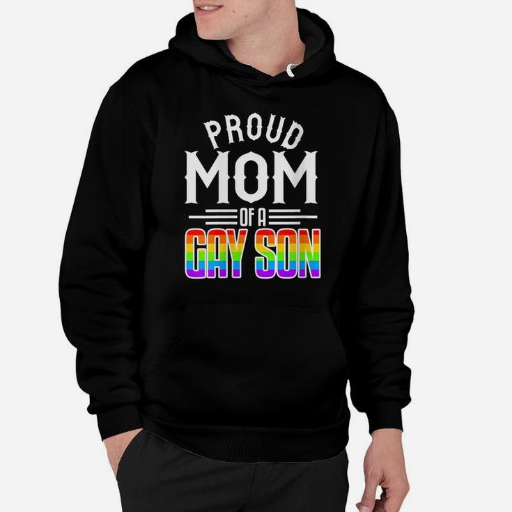 Womens Proud Mom Gay Son Pride Rainbow Flag Lgbt 2019 Gift Hoodie