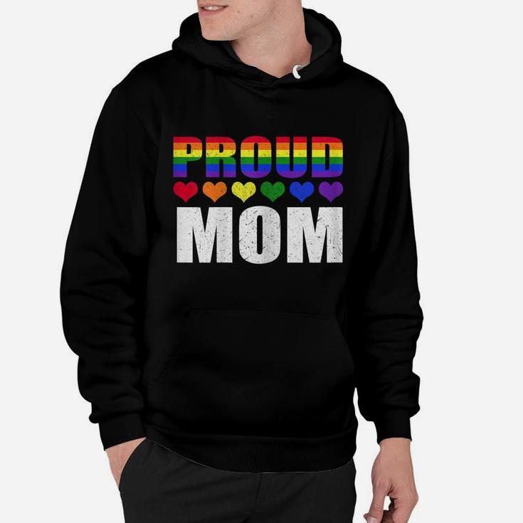 Womens Proud Mom Lgbt-Q Gay Pride Ally Lgbt Parent Rainbow Heart Hoodie