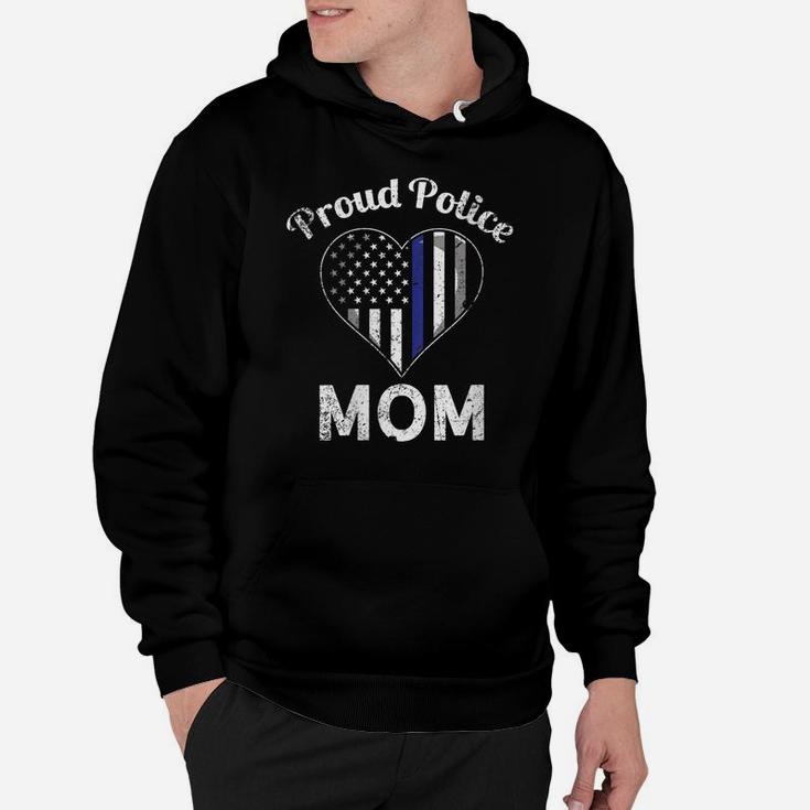 Womens Proud Police Mom Thin Blue Line Mother's Day Hoodie