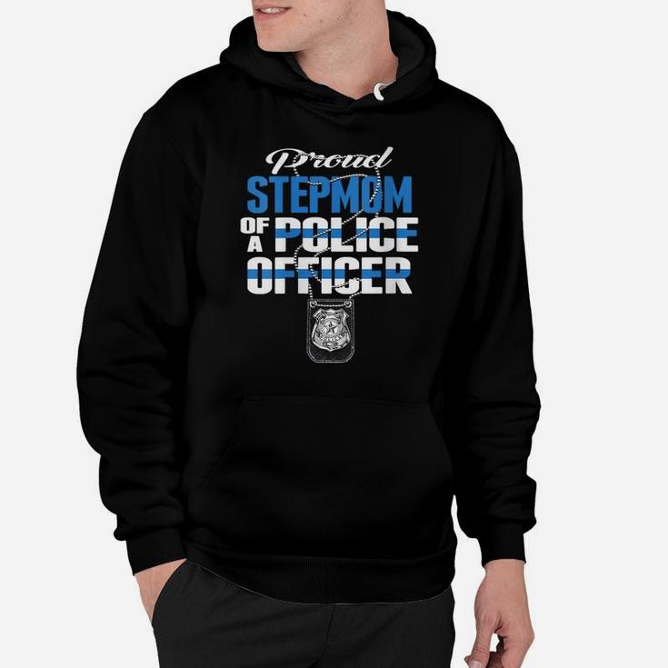 Womens Proud Stepmom Of A Police Officer - Thin Blue Line Mom Gift Hoodie